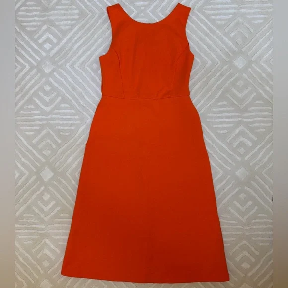 Banana Republic Vibrant Coral/Orange Cross Back Design Midi Dress - Picture 8 of 14